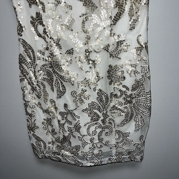 Ark & Co white and gold sequined mini dress women’s size small (S) - Picture 2 of 6